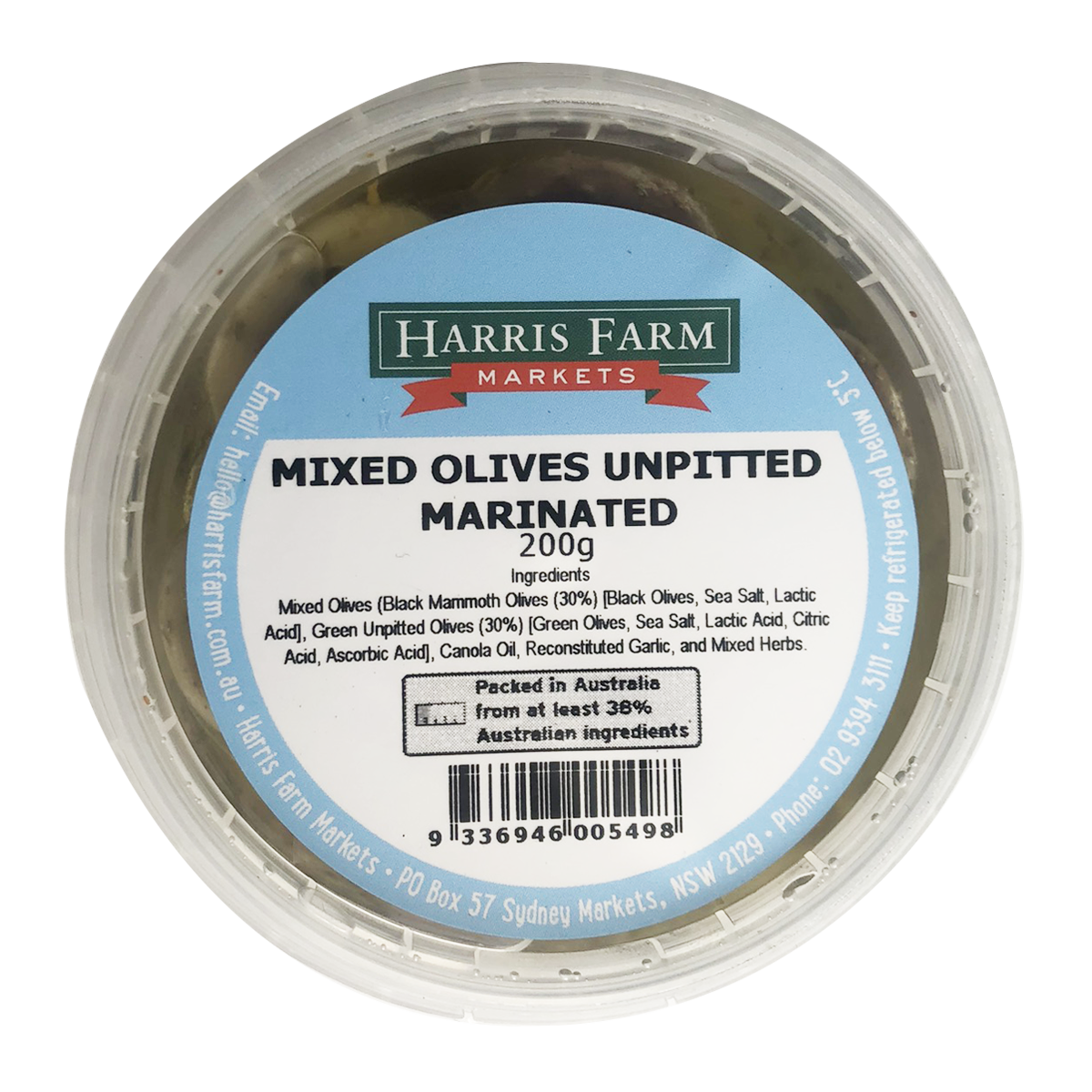 Harris Farm Mixed Olives Unpitted Marinated 200g