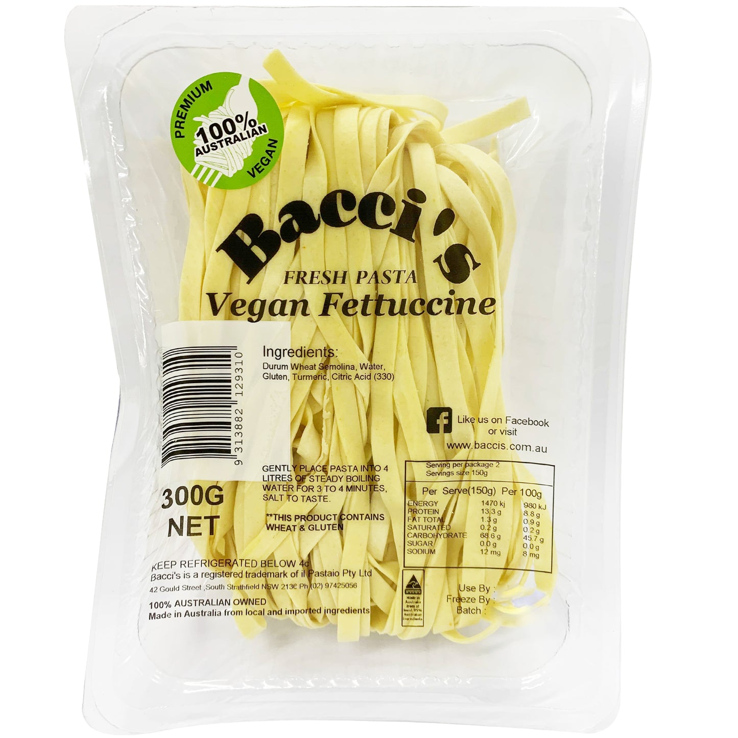 Baccis Fresh Pasta Vegan Fettuccine | Harris Farm Online