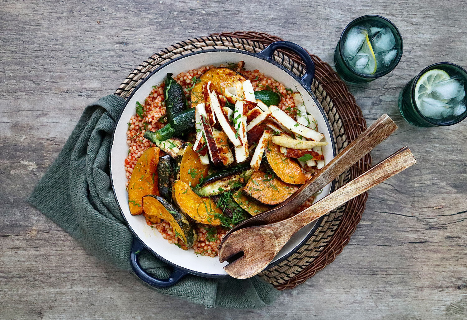 Tomato Based Israeli Couscous - with Roasted Pumpkin and Halloumi | Harris Farm Online