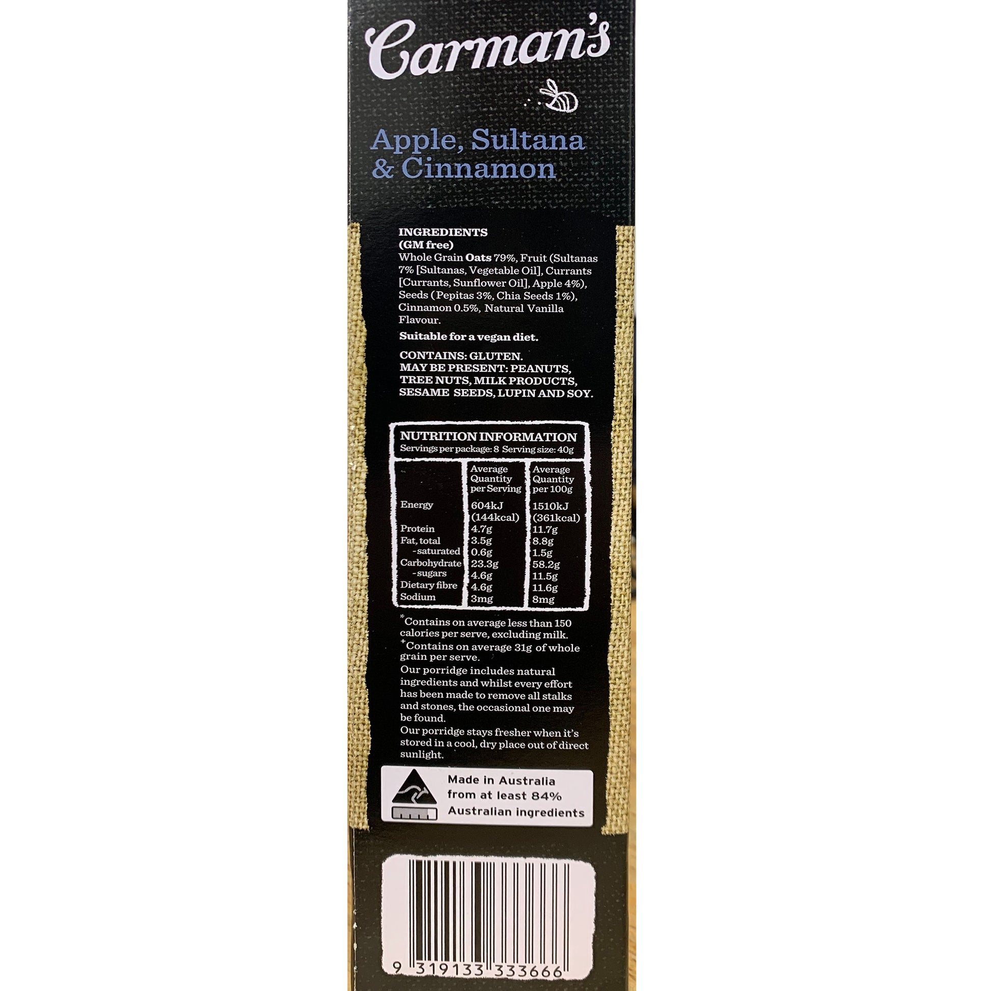 Carman's Porridge Sachets Apple, Sultana and Cinnamon | Harris Farm Online