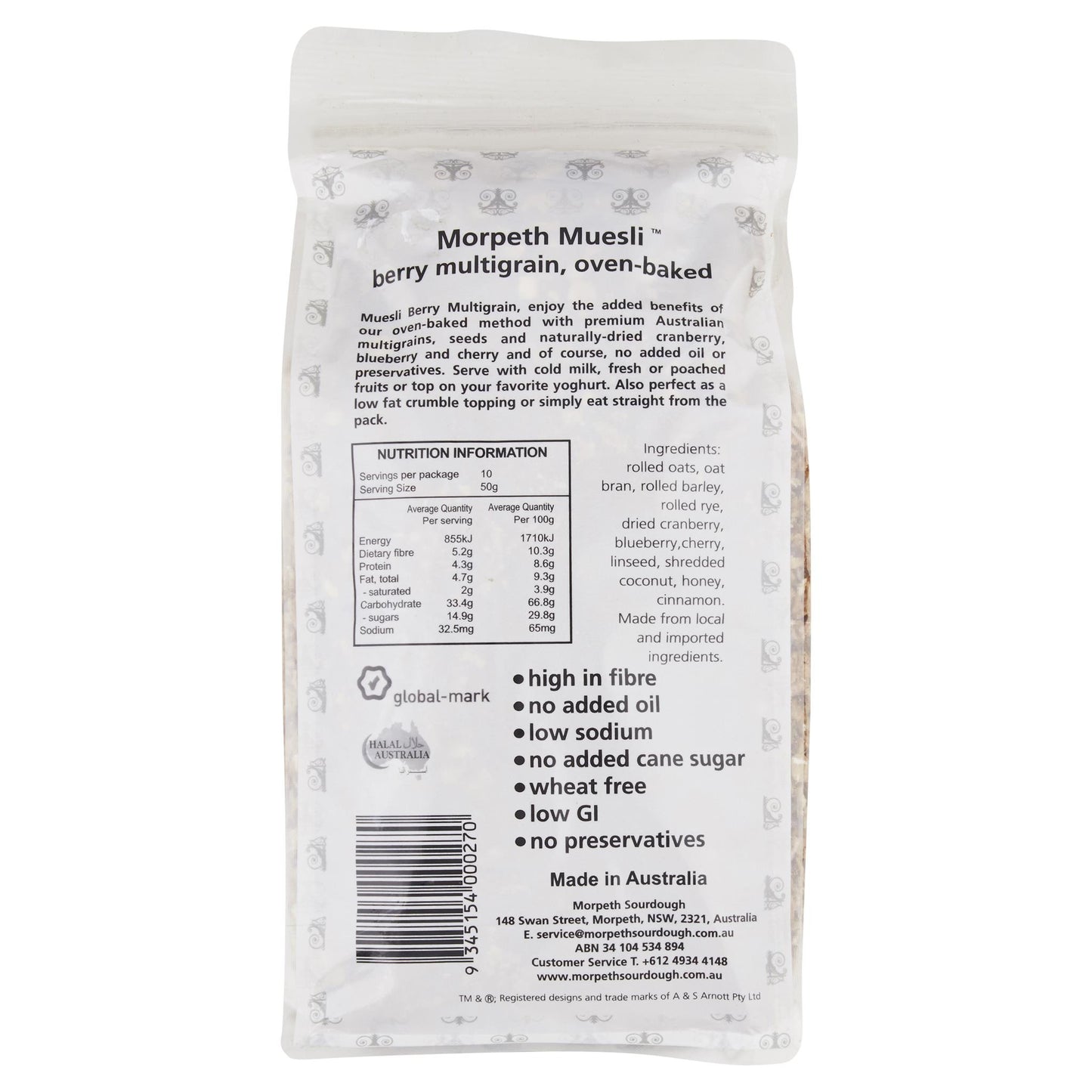 Morpeth Muesli Berry Multigrain 500g , Grocery-Cereals - HFM, Harris Farm Markets
 - 2