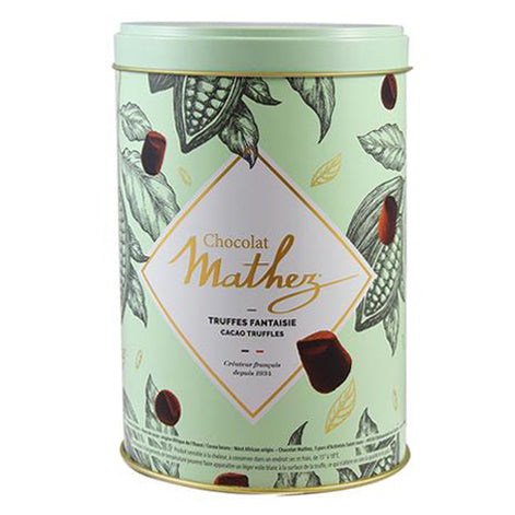 Chocolate Mathez French Cacao Truffles Pastel Green Tin | Harris Farm Online