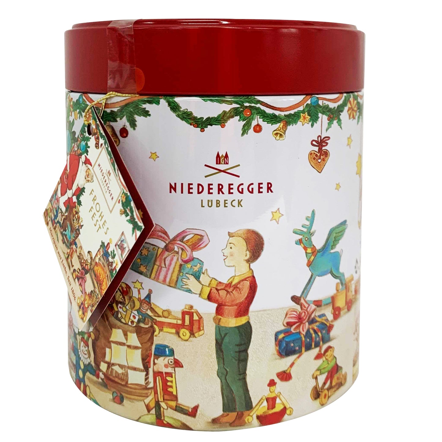 Neideregger Marzipan Pralines Dark Chocolate Christmas Tin | Harris Farm Online