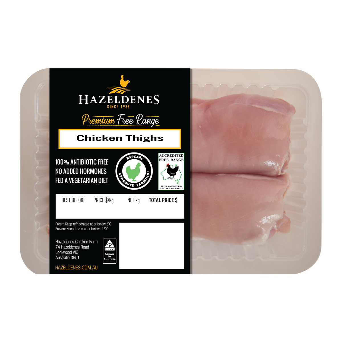 Hazeldenes Free Range Chicken Thigh Fillets 500-700g