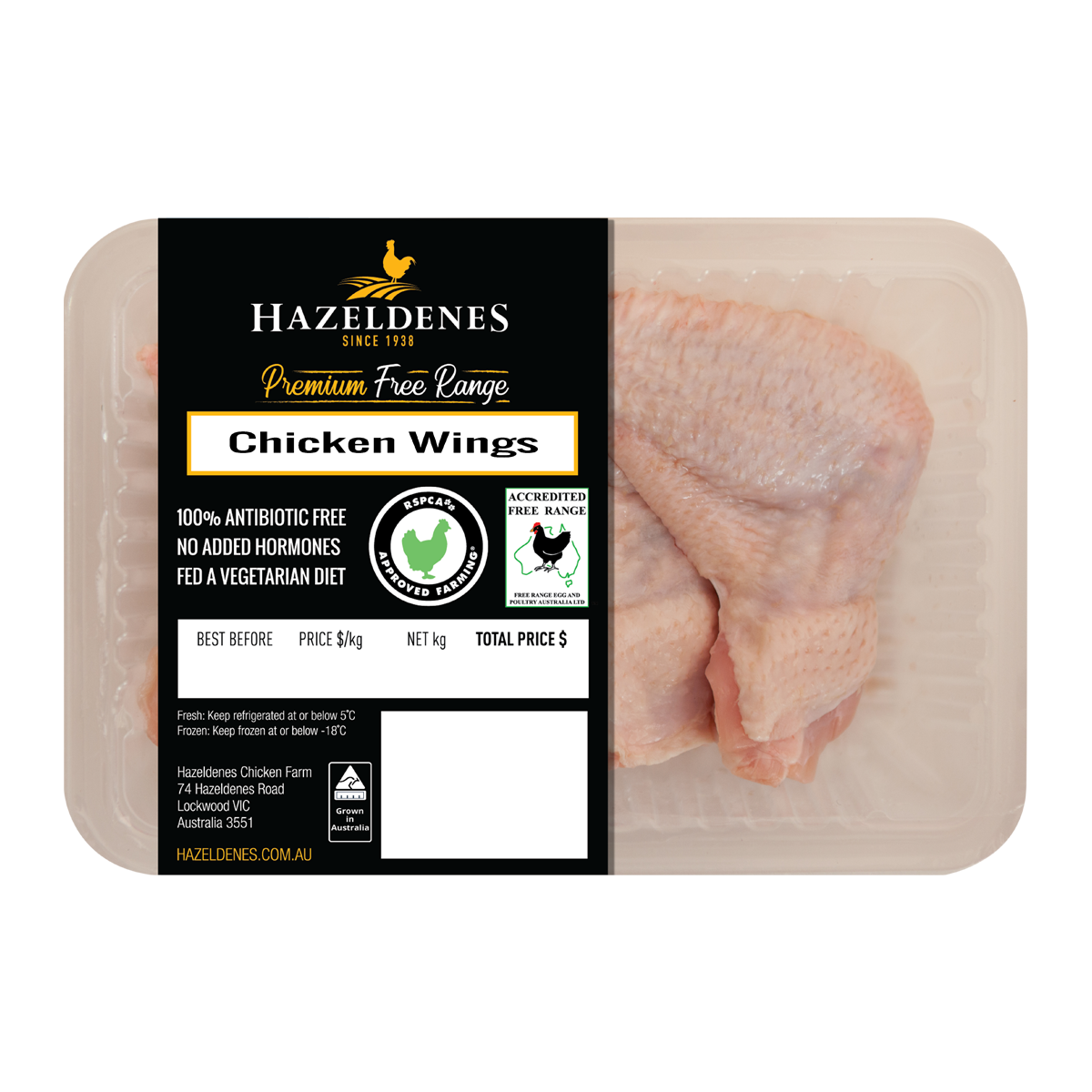 Hazeldenes Free Range Chicken Wings 500-600g