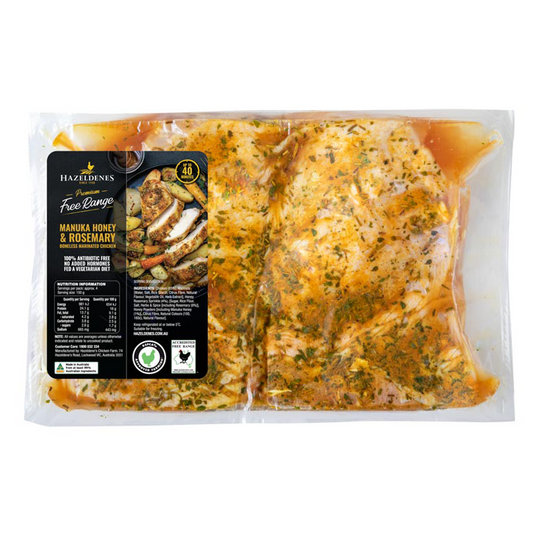 Hazeldenes Free Range Boneless Marinated Chicken Manuka Honey and Rosemary 800g-1.2kg