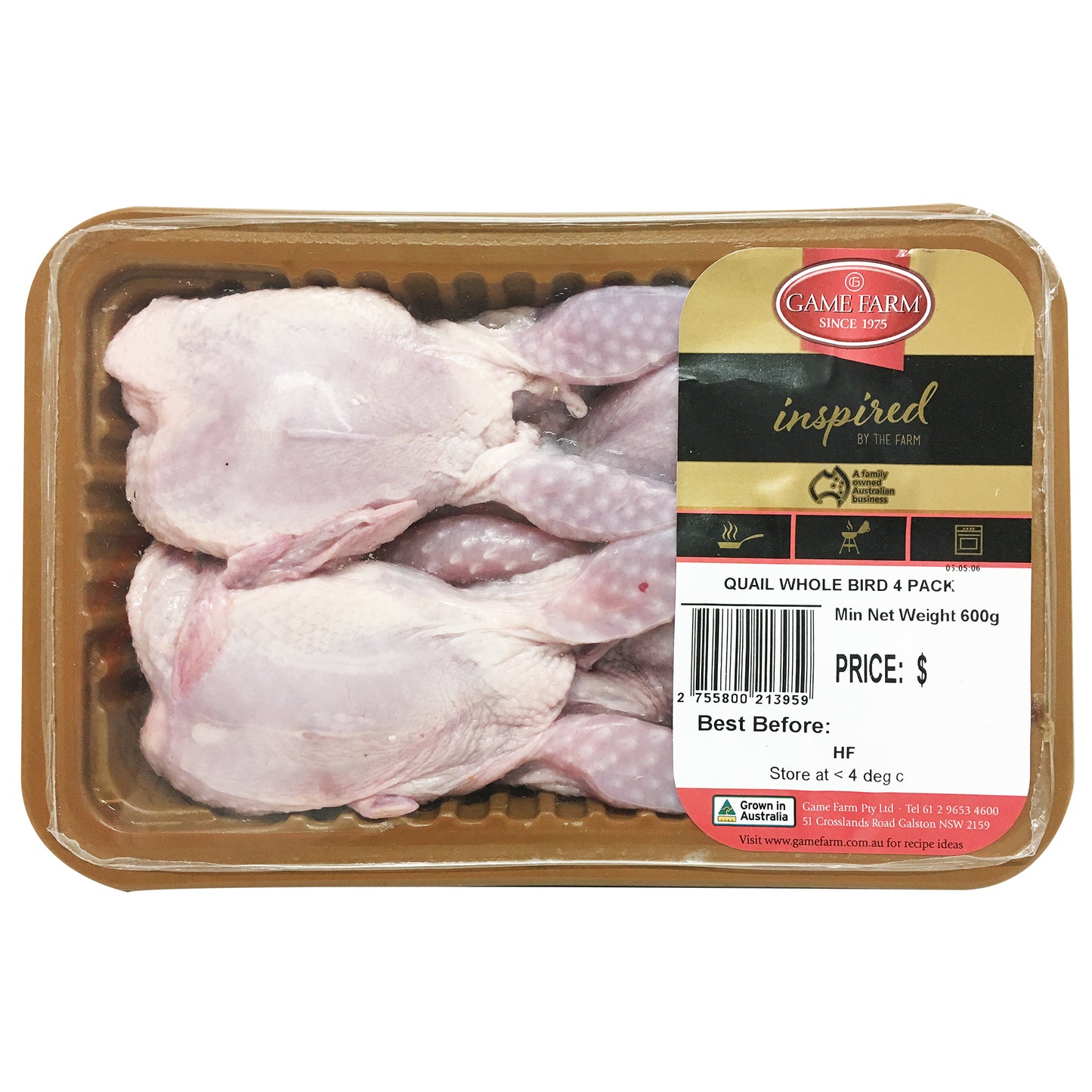 Game Farm Quail Bird 4pk 600g