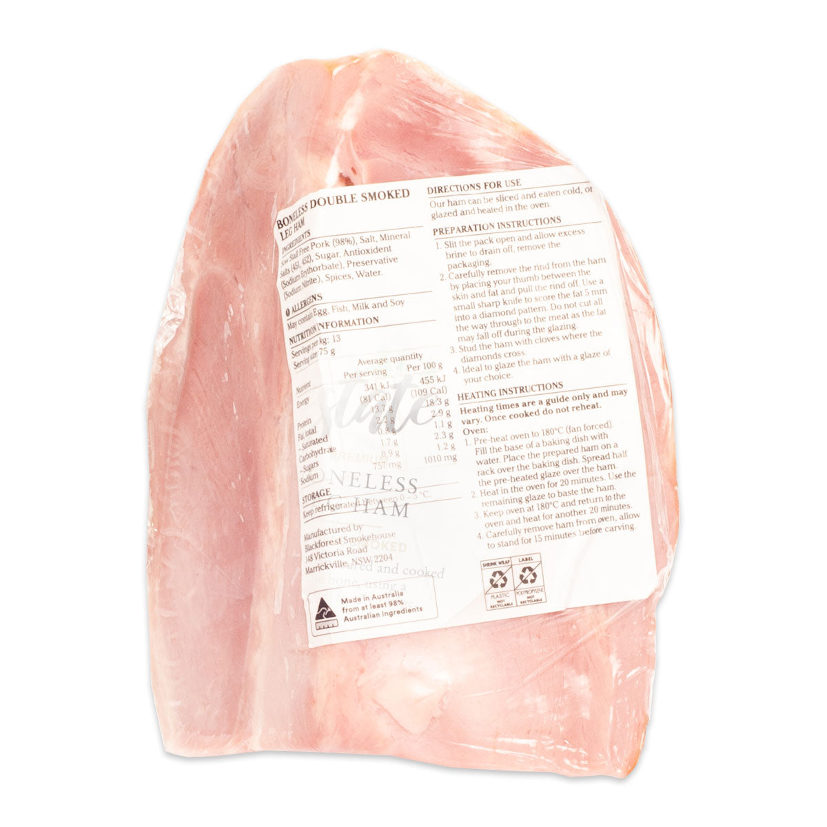 Black Forest Estate Boneless Double Smoked Leg Ham 500-900g | Harris Farm Online