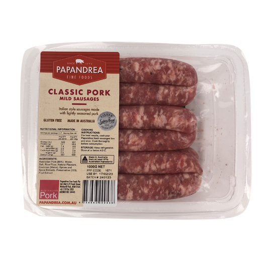 Papandrea Fine Foods Classic Pork Sausages 1kg