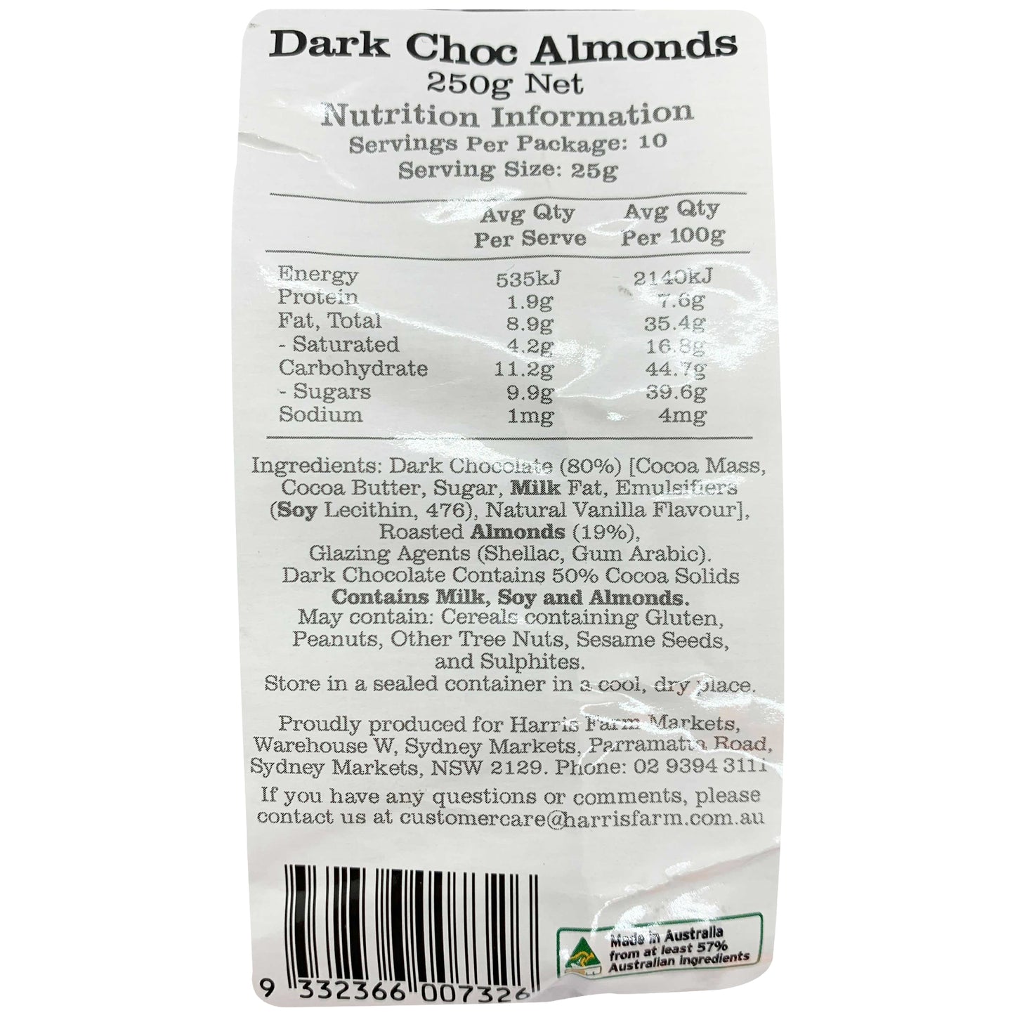 Harris Farm Dark Chocolate Almonds | Harris Farm Online