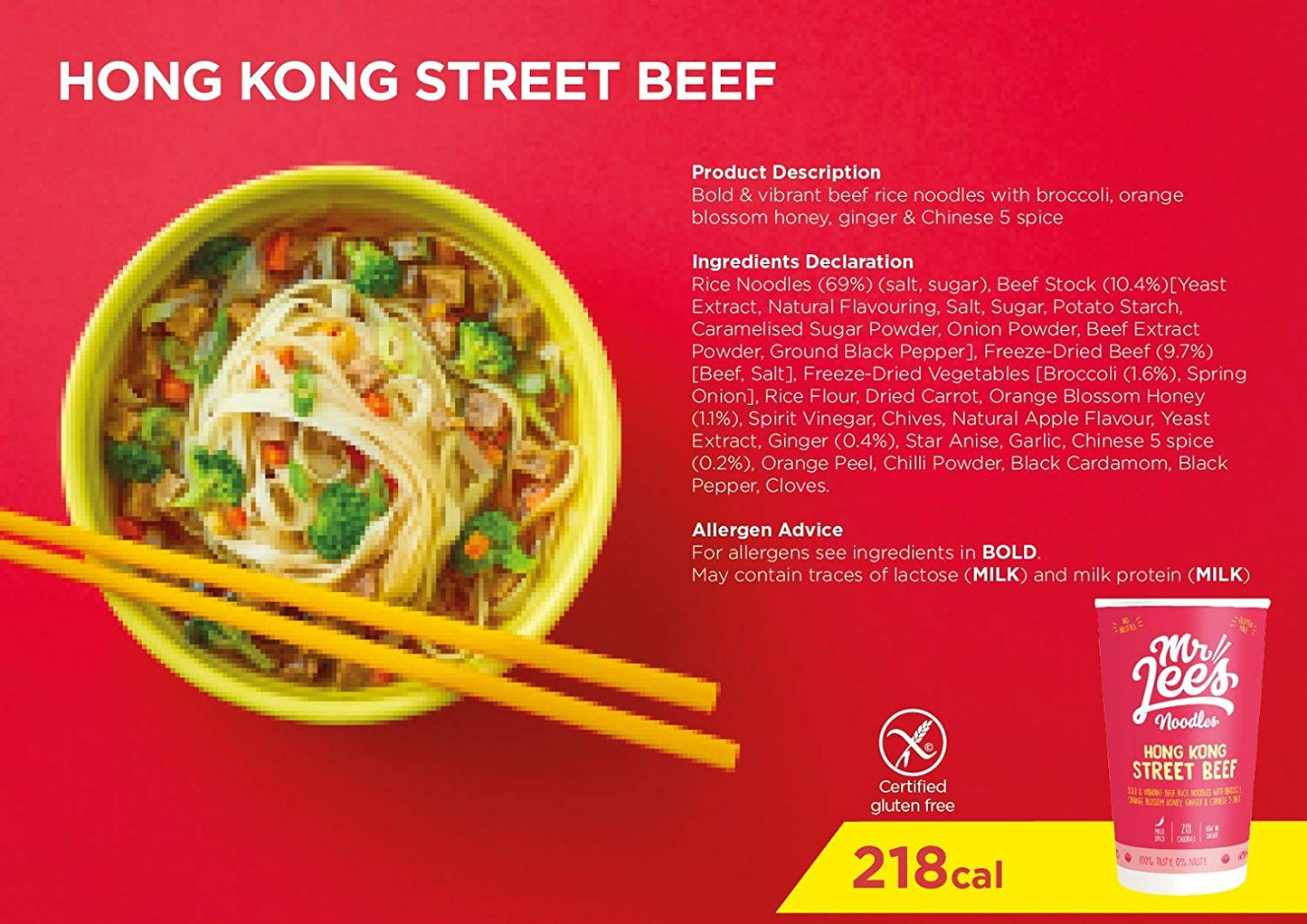 Mr Lees Hong Kong Street Beef Instant Noodles Cup 58.5g