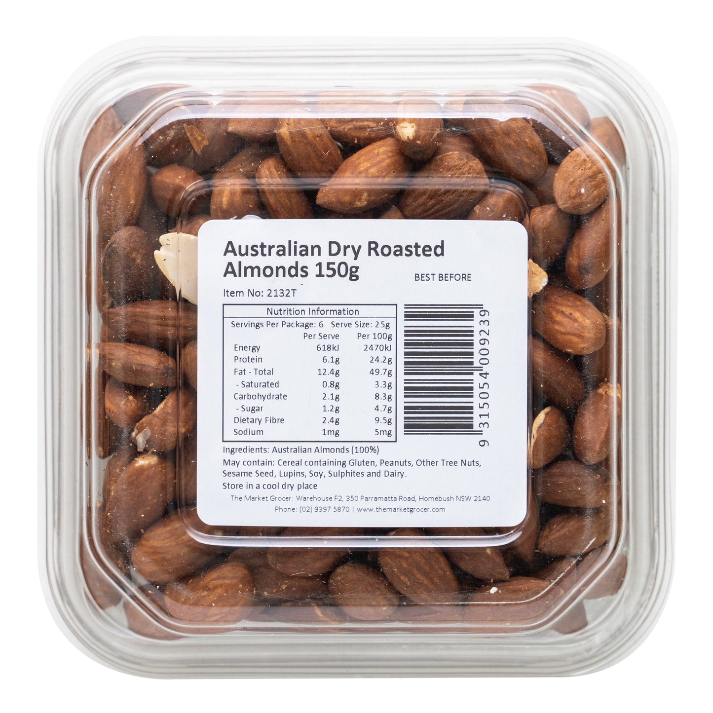 The Market Grocer Almonds Dry Roasted 150g