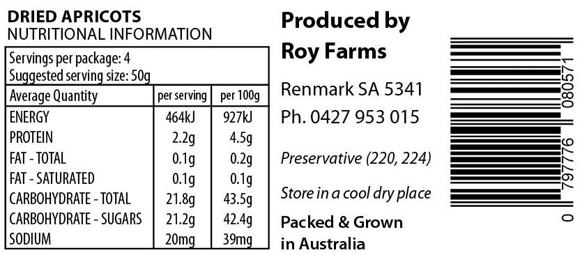 Roy Farms Dried Pears 200g