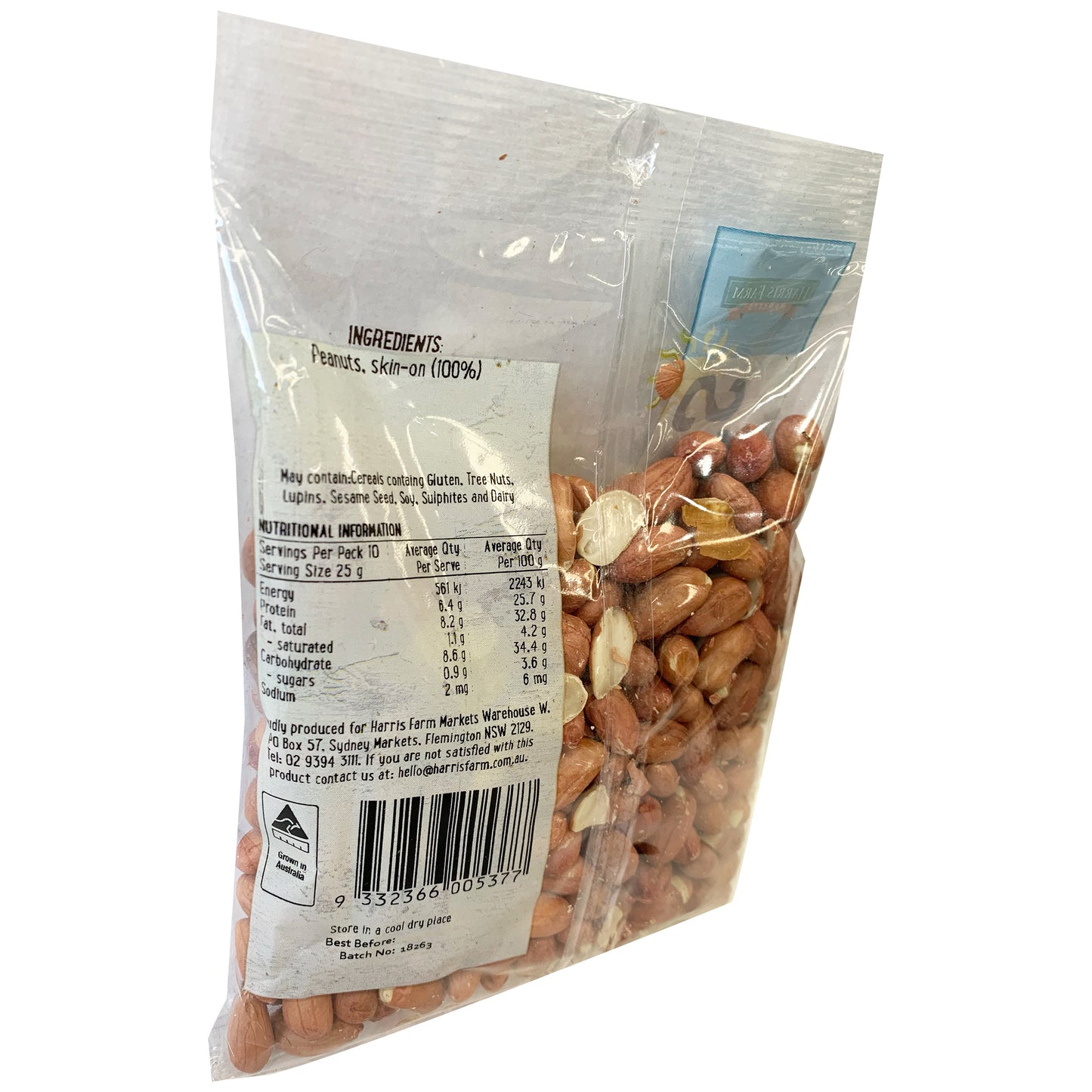 Harris Farm Peanuts Raw With Skin 250g