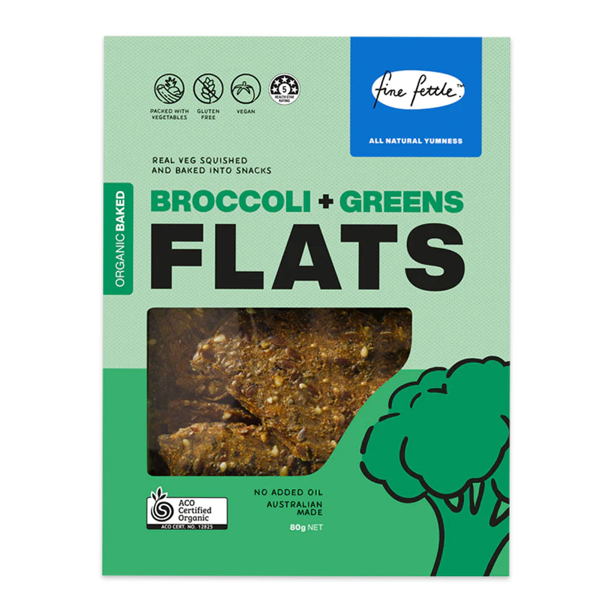 Fine Fettle Flats Broccoli and Greens Crackers 80g | Harris Farm Online