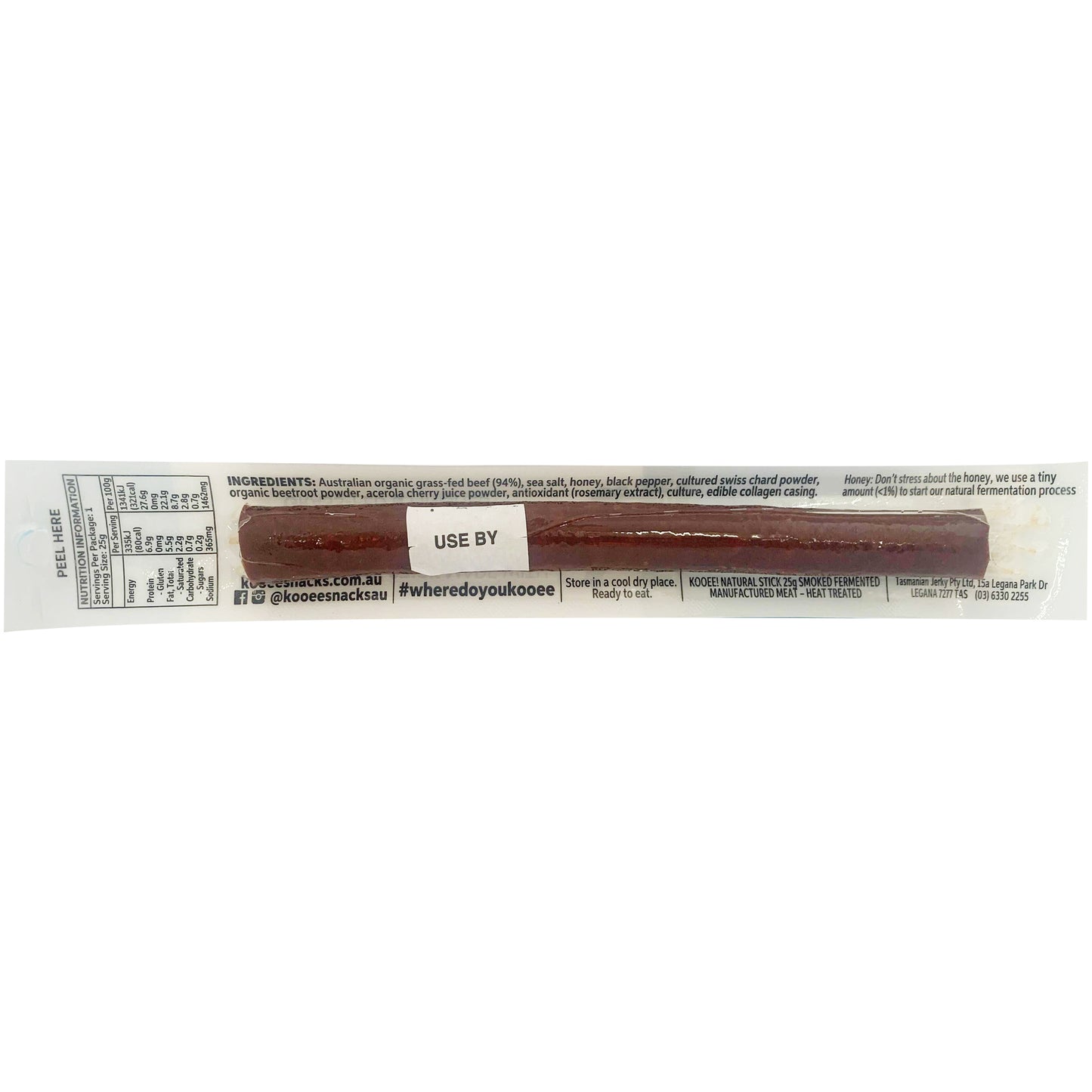 Kooee Organic Grass Fed Beef Stick Sea Salt | Harris Farm Online