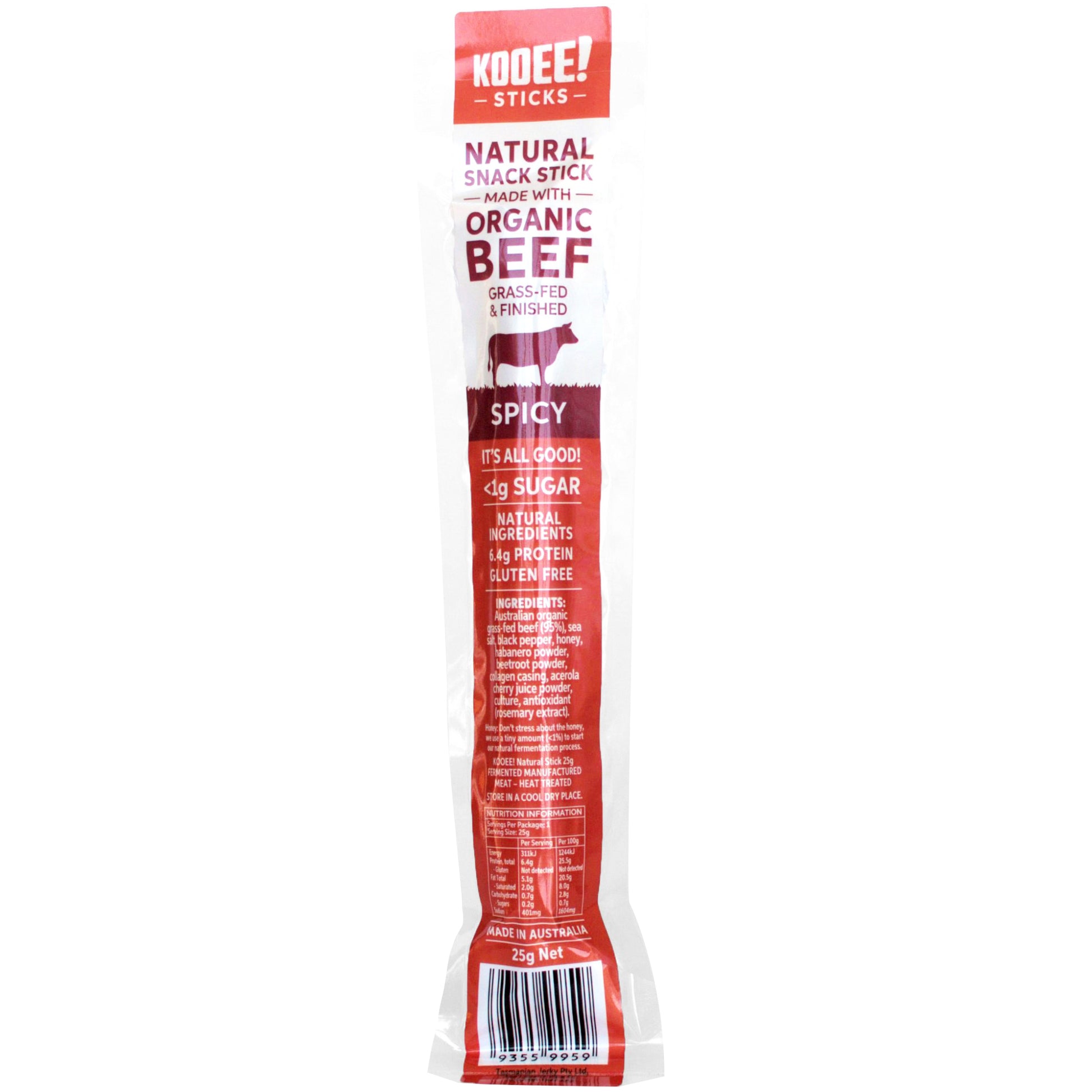 Kooee Organic Grass Fed Beef Stick Spicy | Harris Farm Online