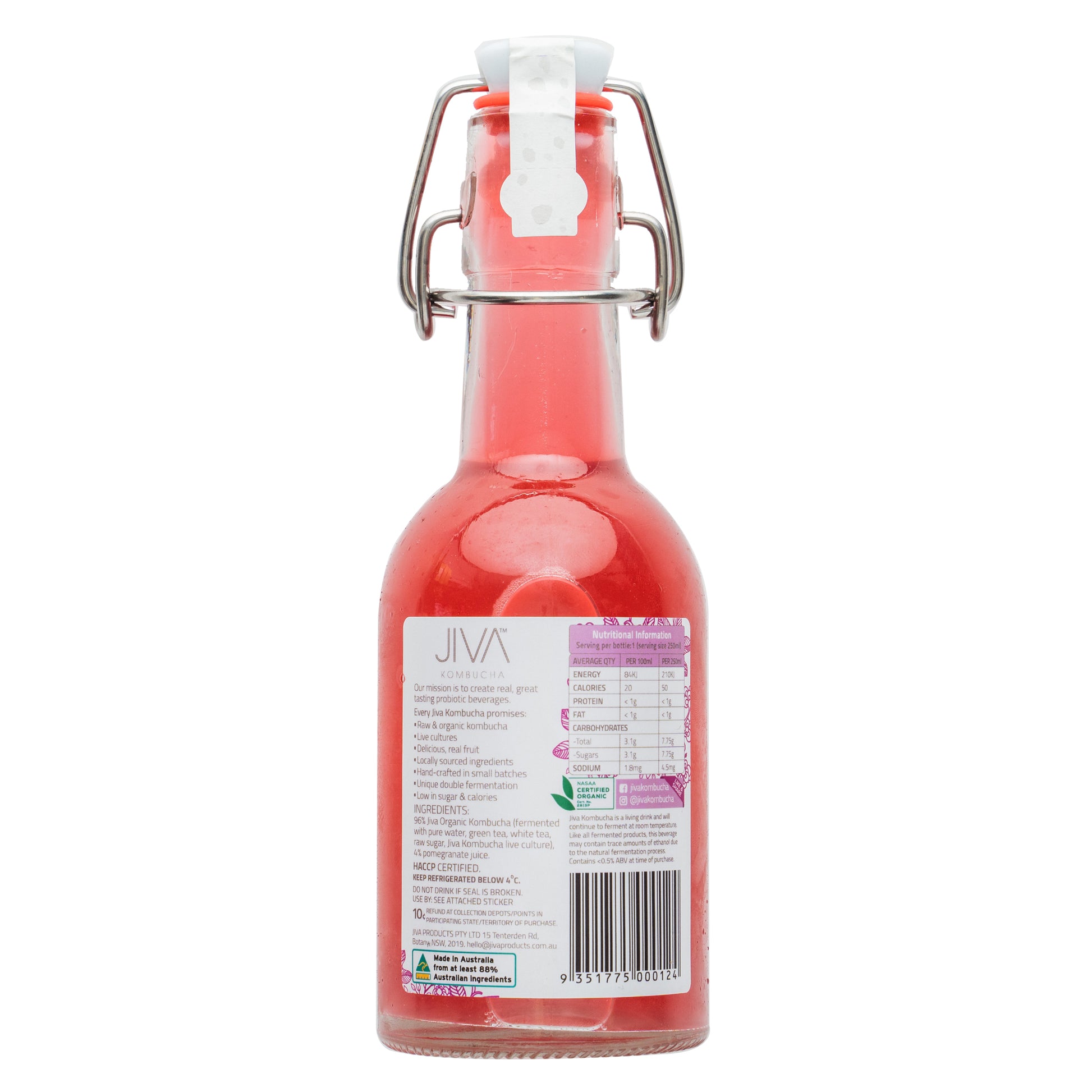 Jiva Kombucha Pomegranate 250ml | Harris Farm Online