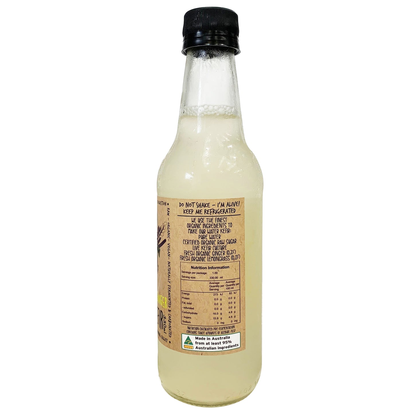 Bottled Culture Drinks Lemongrass and Ginger Water Kefir 330ml