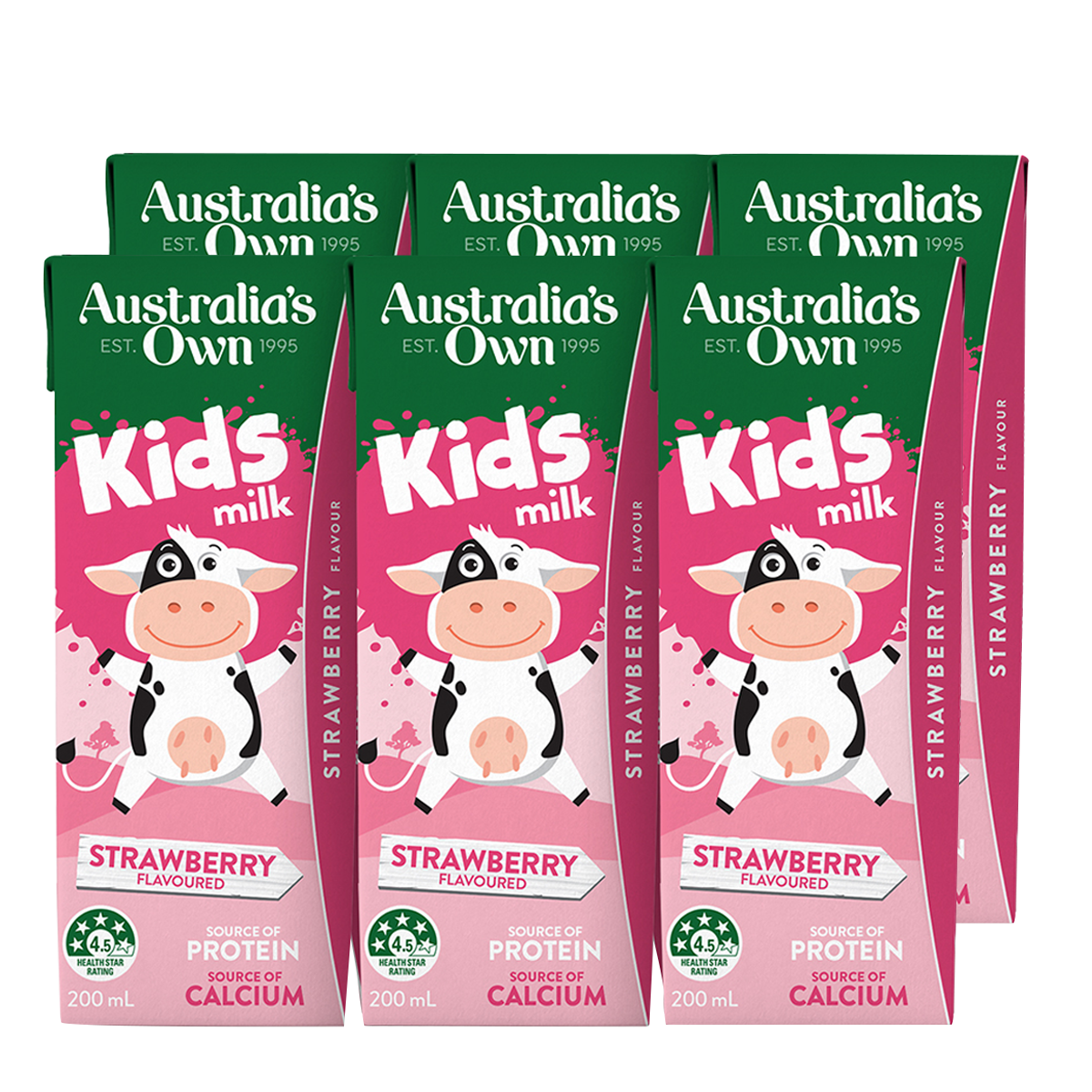 Australia's Own Kids Milk Strawberry 6x200ml