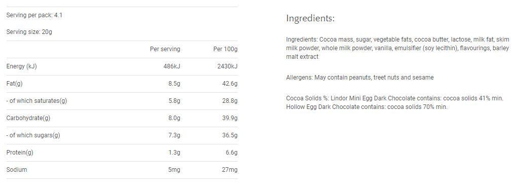 Lindt Dark Egg and Lindor Dark Mini Eggs | Harris Farm Online