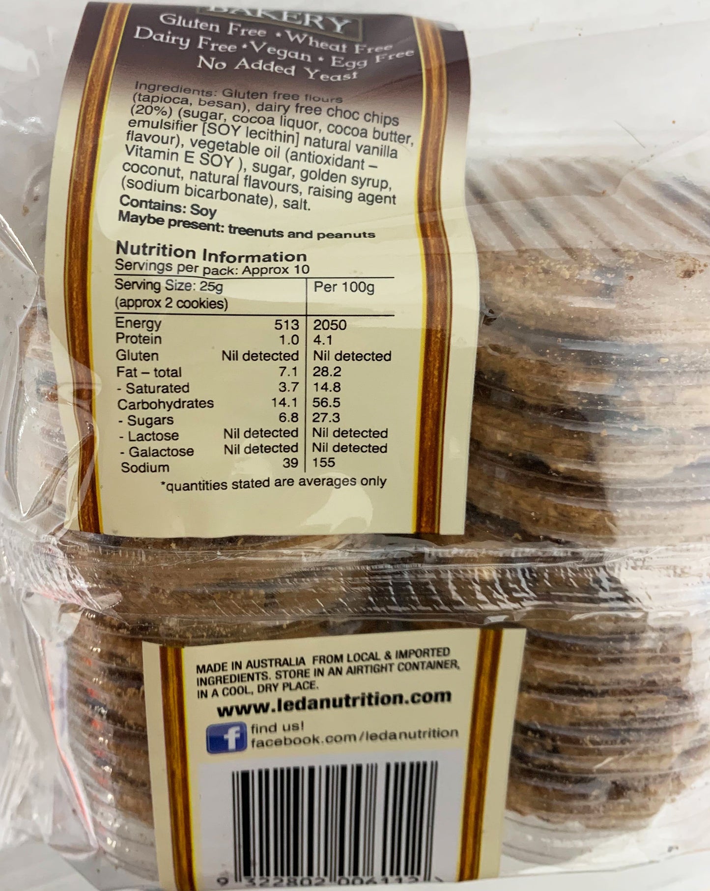 Leda Bakery Choc Chip Cookies 250g