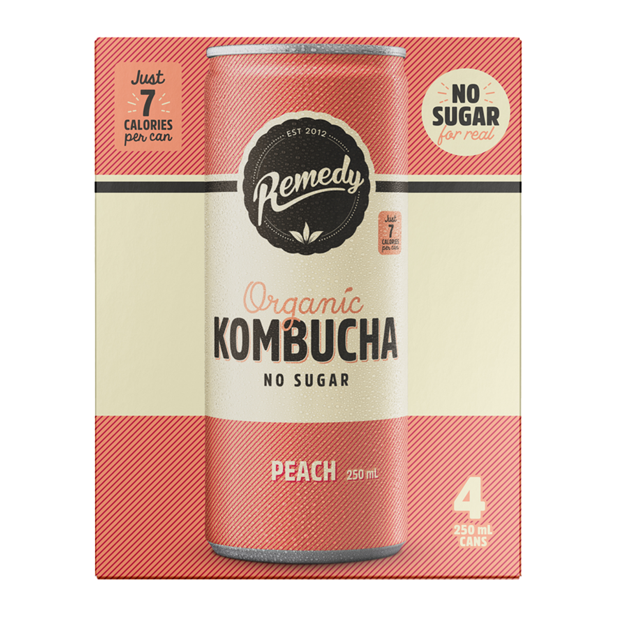 Remedy Organic Kombucha Peach 4 x 250ml