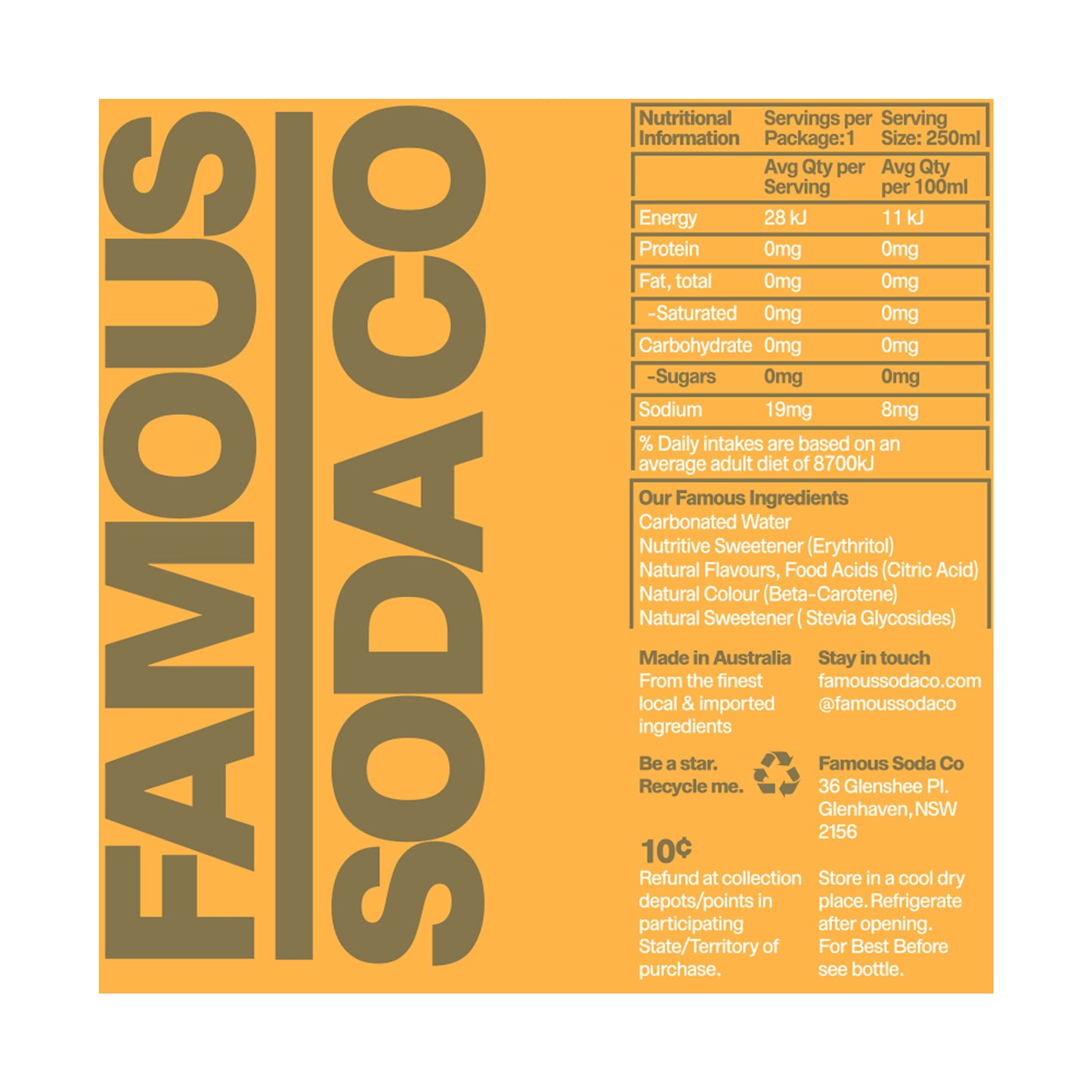 Famous Soda Co. Sugar Free Passionfruit | Harris Farm Online