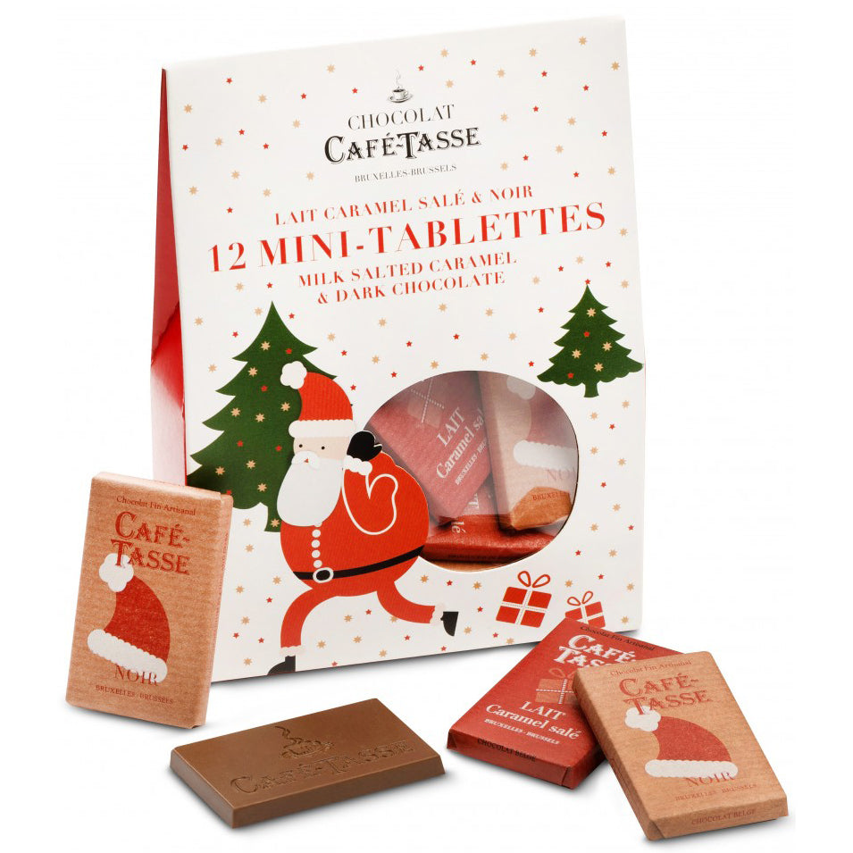 Cafe Tasse Milk Salted Caramel and Dark Chocolate Mini Tablettes Christmas Bag | Harris Farm Online