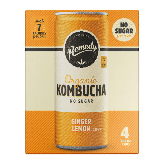 Remedy Organic Kombucha Ginger Lemon 4 x 250ml