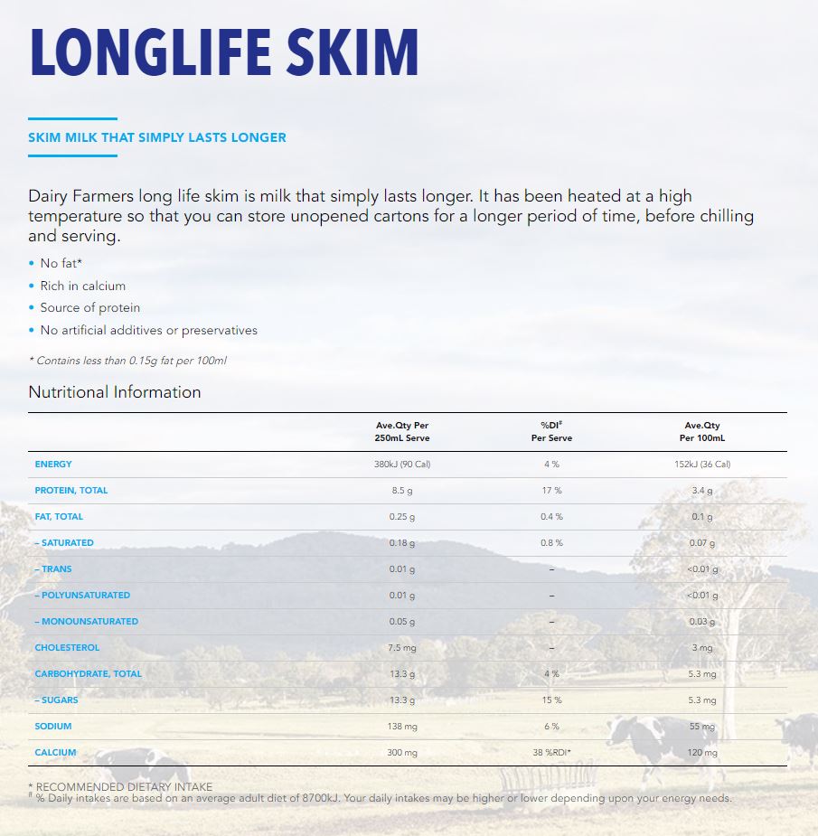 Dairy Farmers Long Life Skim Milk | Harris Farm Online