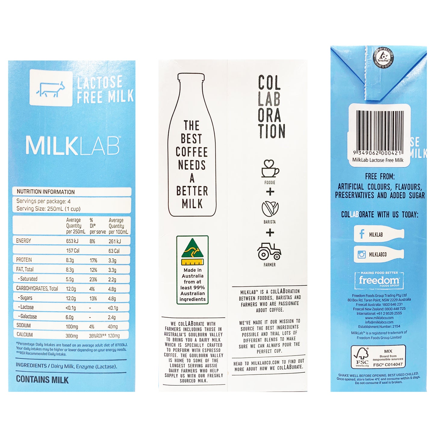 MilkLab Lactose Free Milk 1L