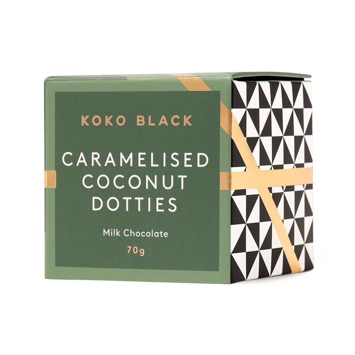 Koko Black Milk Chocolate Caramelised Coconut Dotties Cube | Harris Farm Online