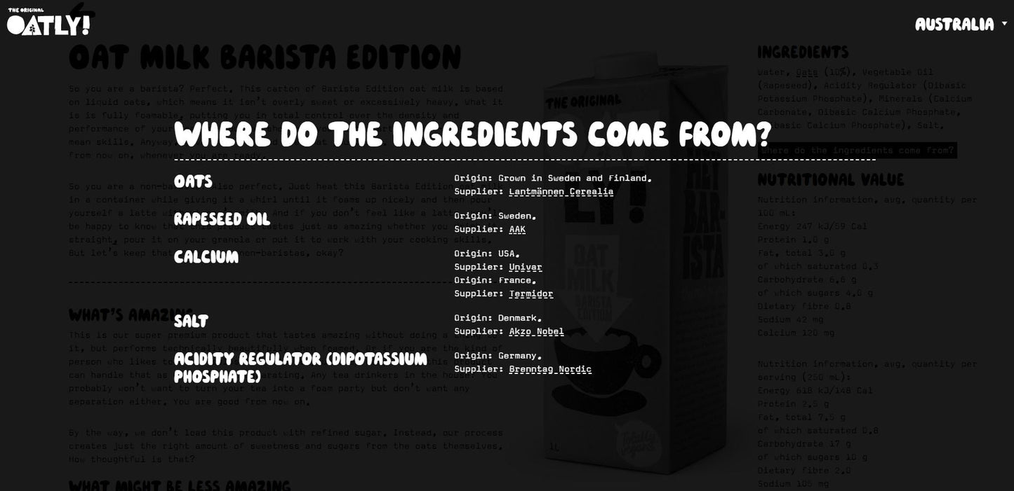 Oatly Oat Milk Barista Edition Case 6 x 1L