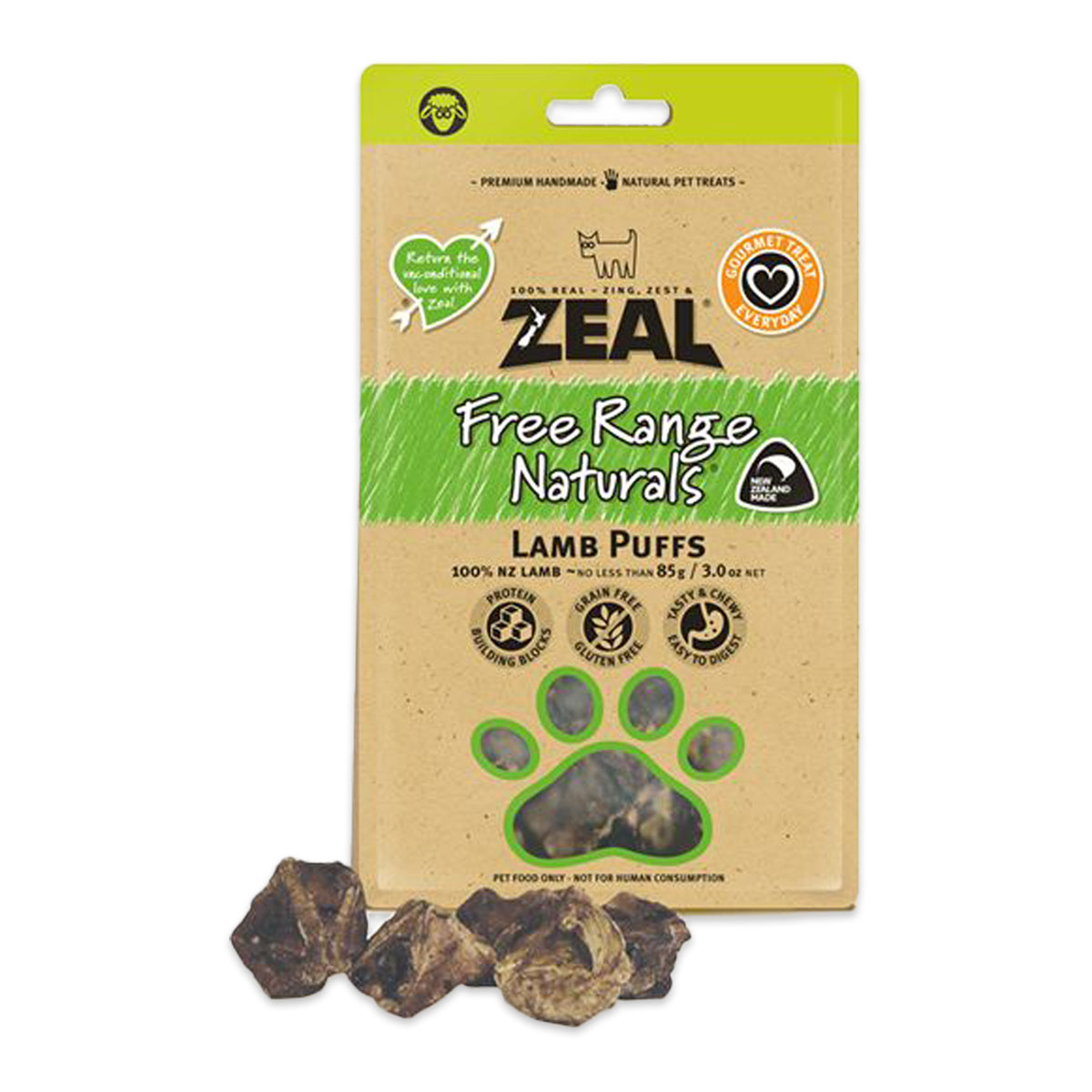 Zeal Free Range Naturals Lamb Puffs Dog Treats 85g | Harris Farm Online