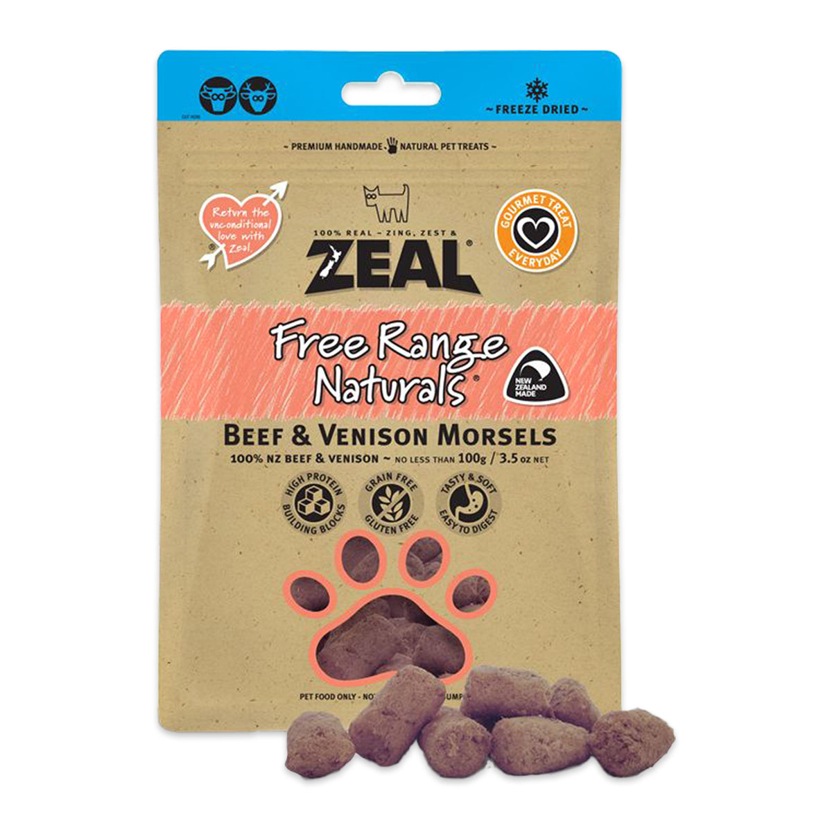 Zeal Free Range Naturals Beef & Venison Morsels Pet Treats 100g | Harris Farm Online