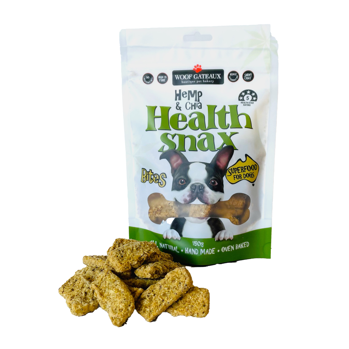 Woof Gateau Health Snax Hemp and Chia Seed 150g