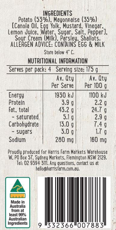 Harris Farm Side Salad Creamy Potato Salad 700g