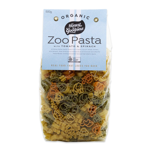 Honest to Goodness Organic ZOO Pasta with Tomato and Spinach 500g | Harris Farm Online