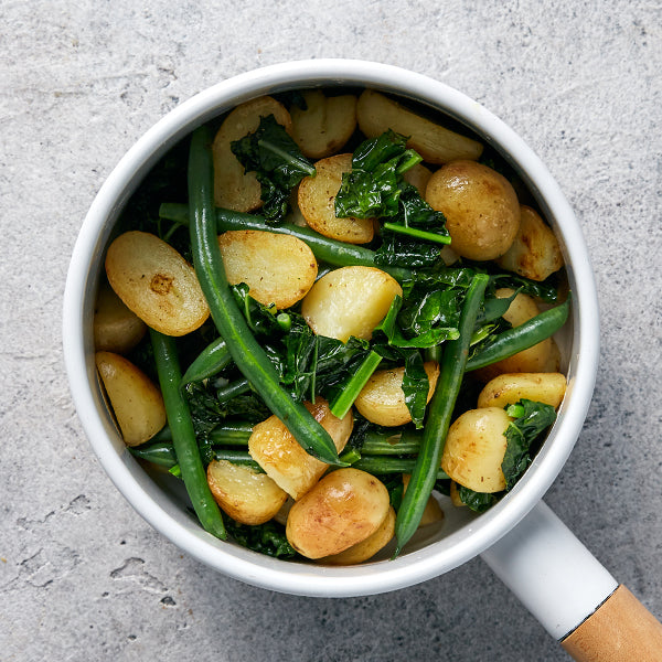 Puttanesca Pork Steaks - with Green Beans and Chat Potatoes