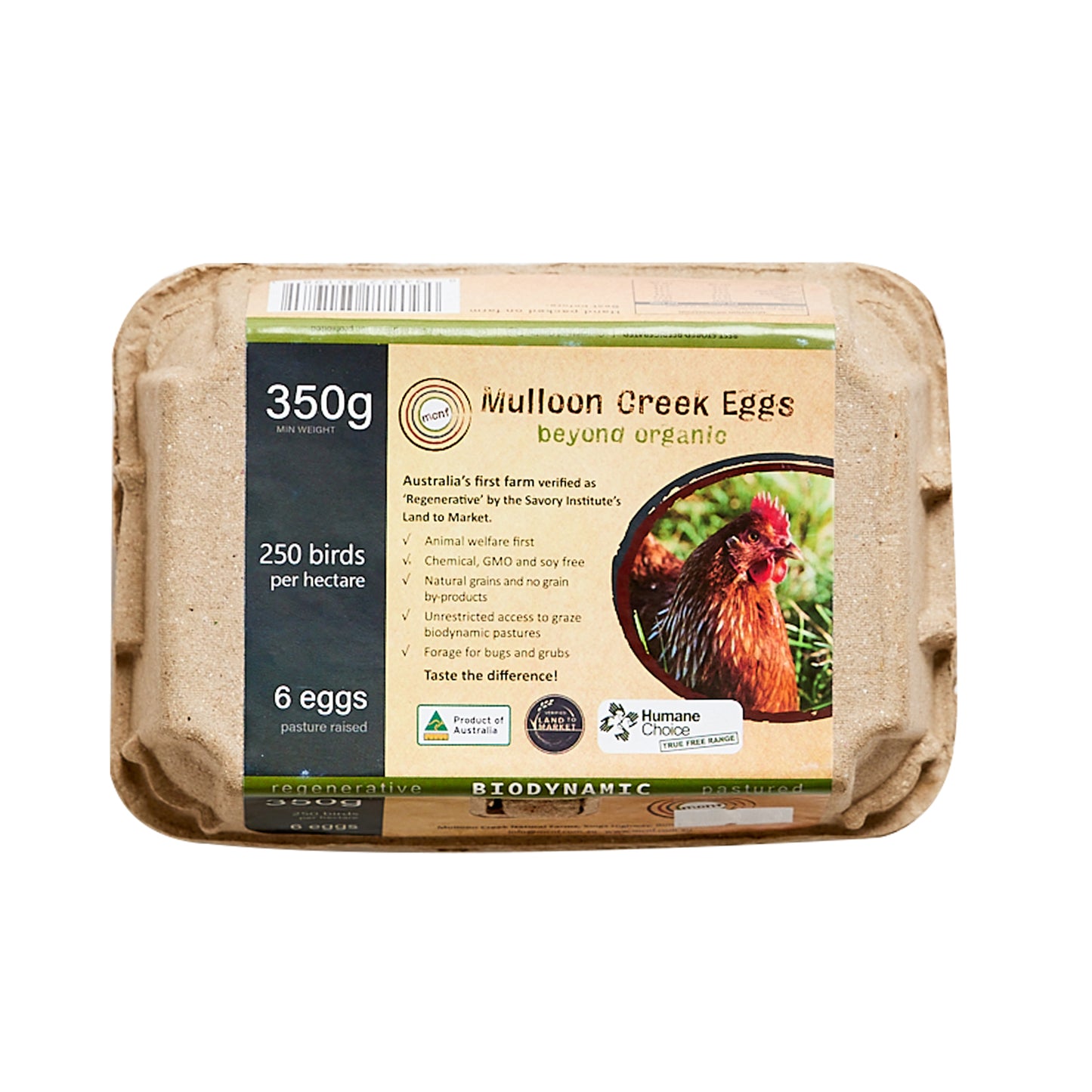 Mulloon Creek Biodynamic Pasture Raised Organic Eggs x6 350g | Harris Farm Online