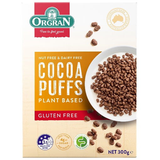 Orgran Plant Based Cocoa Puffs | Harris Farm Online