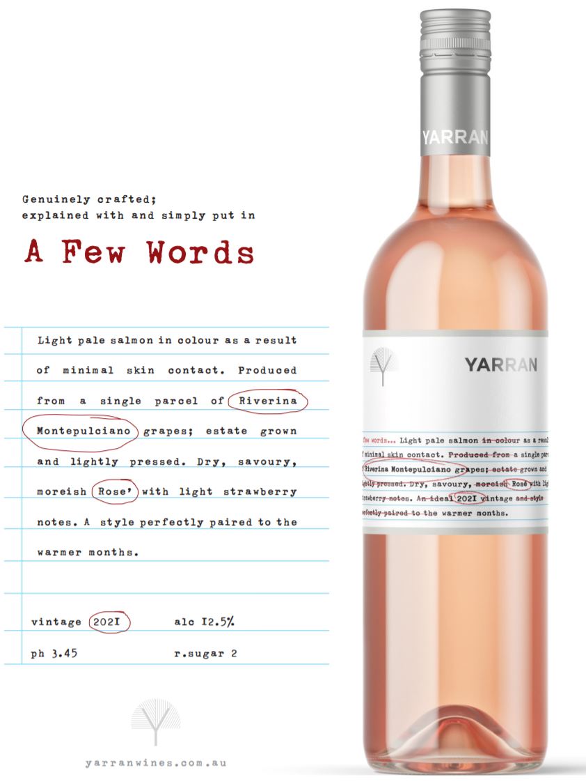 Yarran A Few Words Montepulciano Rose | Harris Farm Online