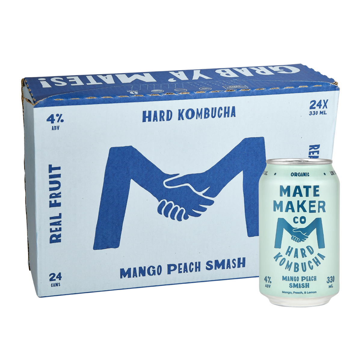 Mate Maker Hard Kombucha Mango Peach Case 24 x 330ml