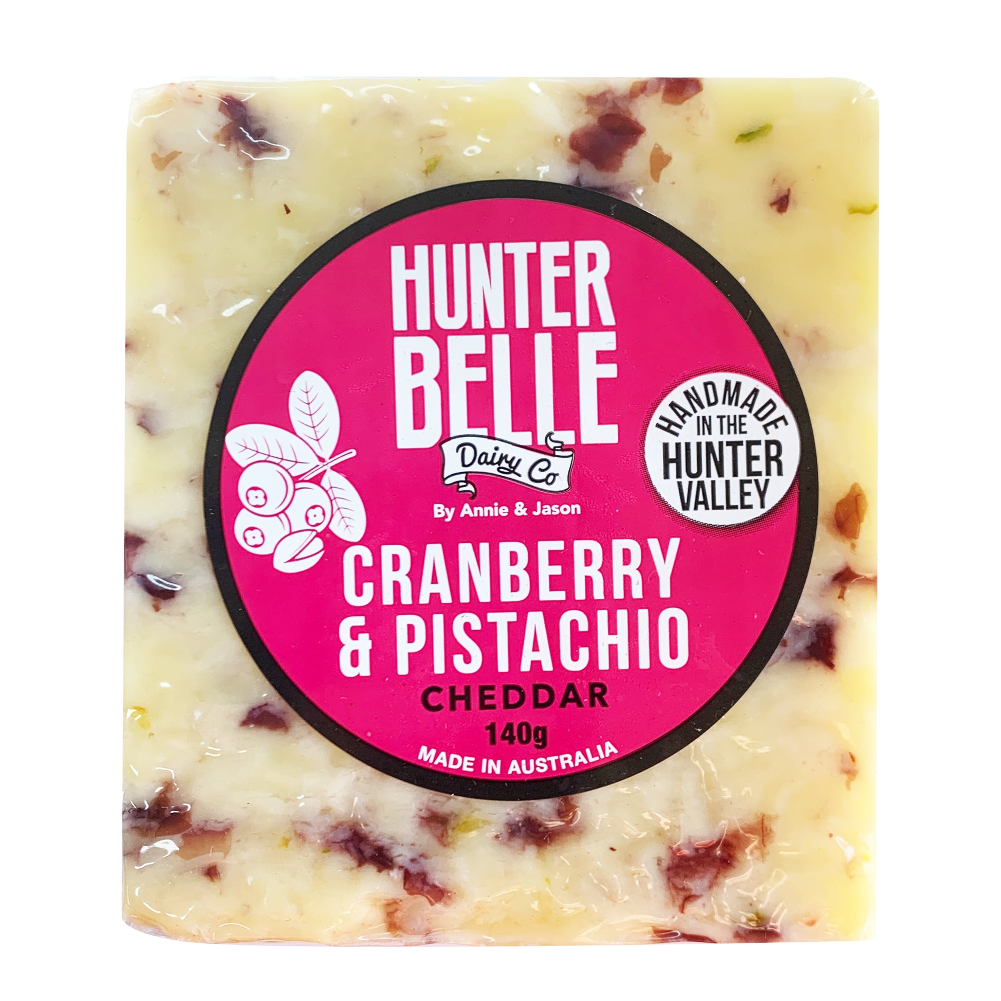 Hunter Belle Dairy Co. Cranberry and Pistachio Cheddar | Harris Farm Online