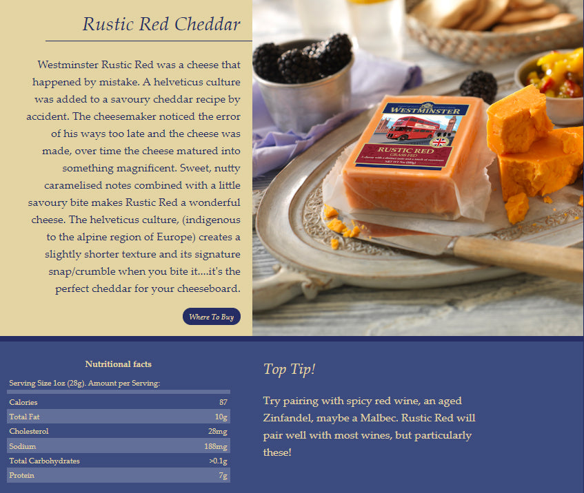 Westminster - Rustic Red Cheddar | Harris Farm Online