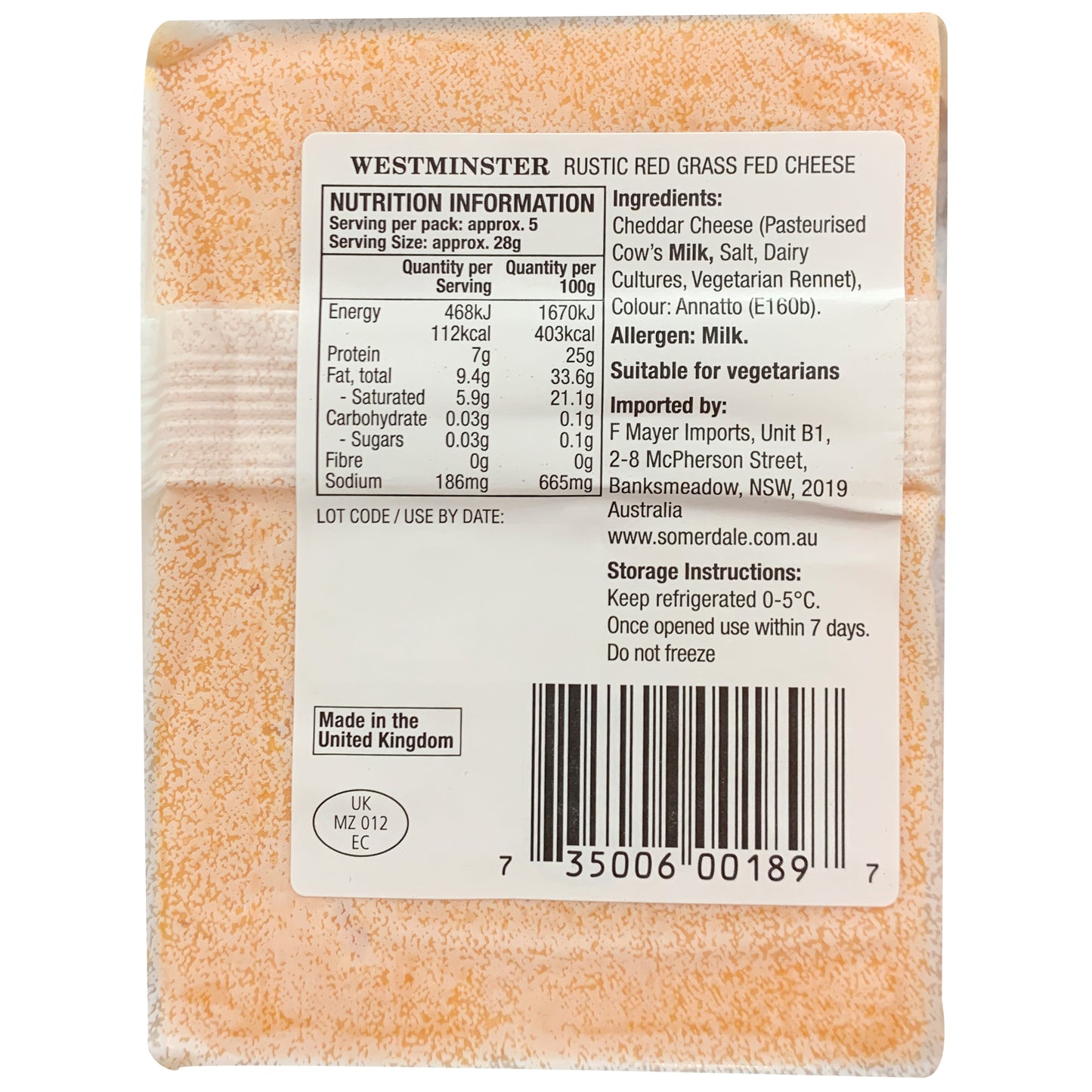 Westminster - Rustic Red Cheddar | Harris Farm Online