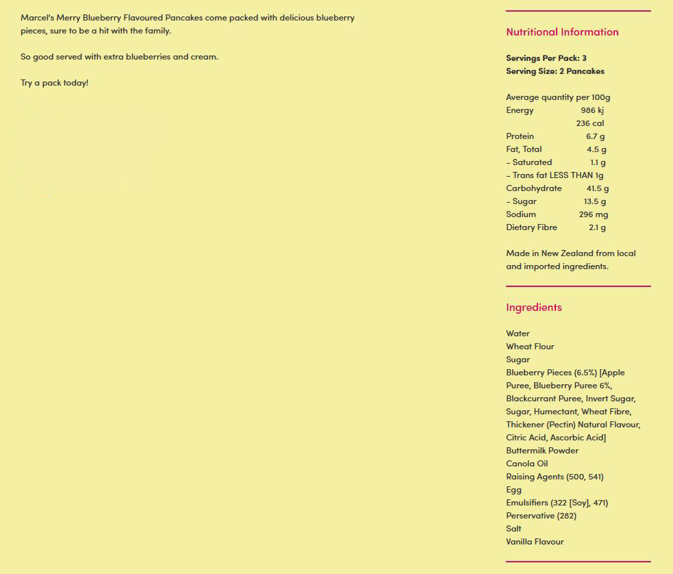 Marcels Merry Blueberry Pancakes x6 240g