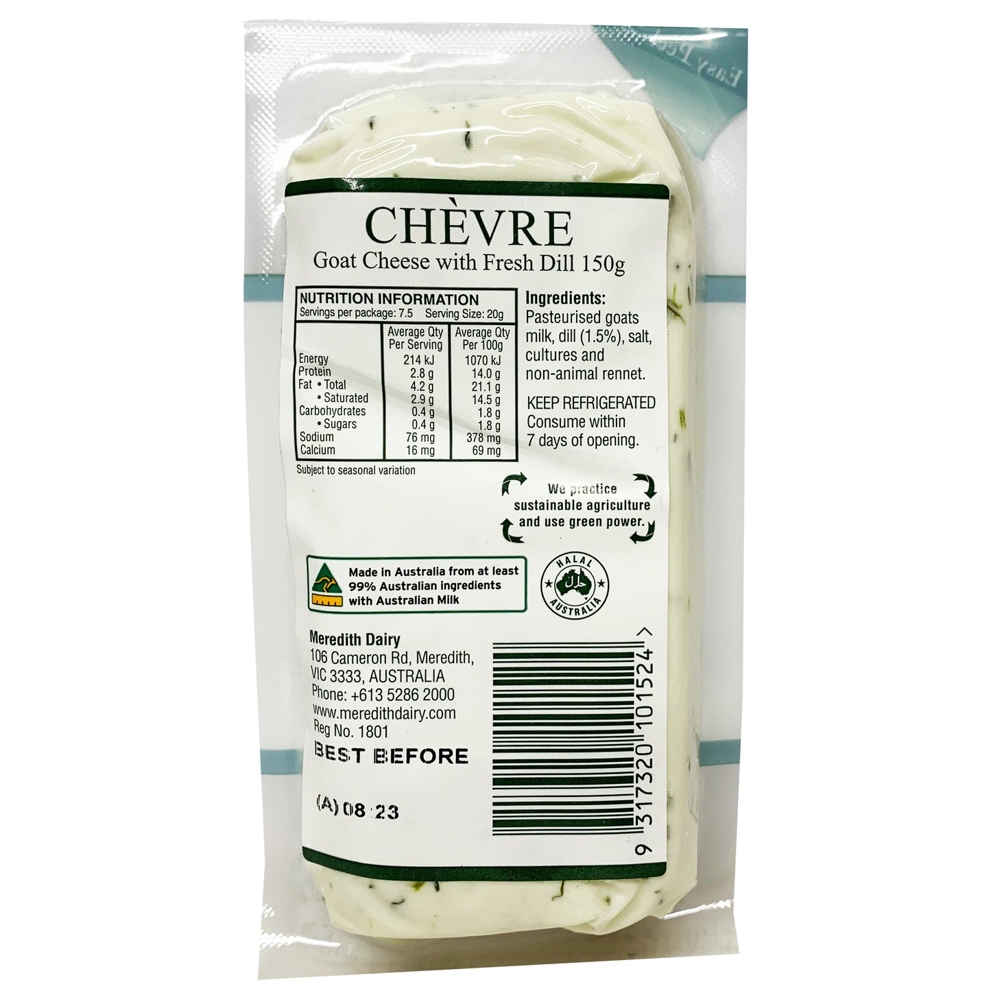 Meredith Dairy - Goat Cheese - Fresh Che'vre - Fresh Dill | Harris Farm Online