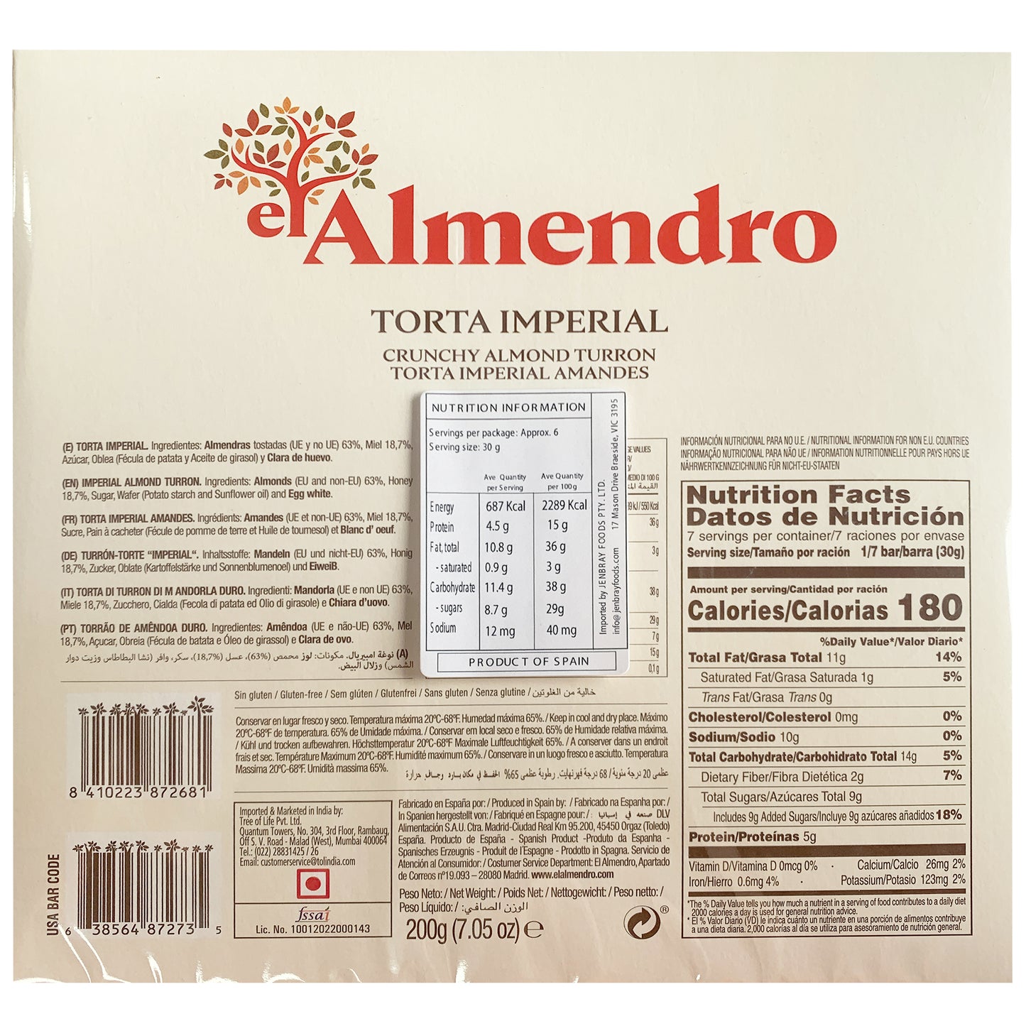 El Almendro Torta Imperial Crunchy Almond Turron | Harris Farm Online